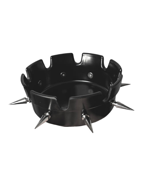 Black spiked ash tray on a white background
