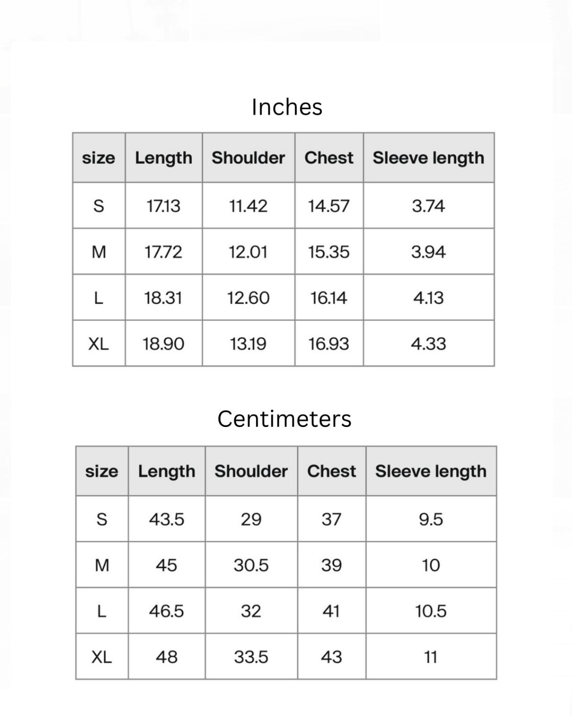 Size chart